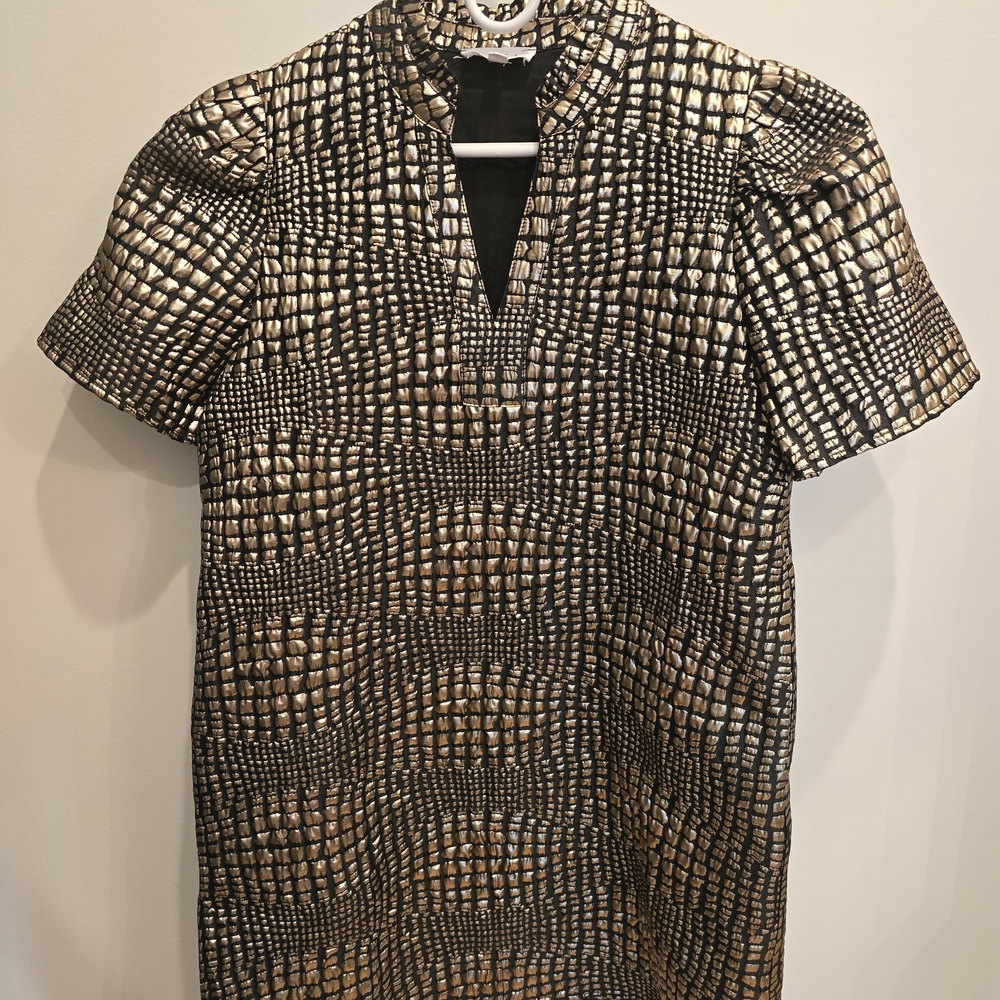 THML Black and Gold Textured Mini Dress